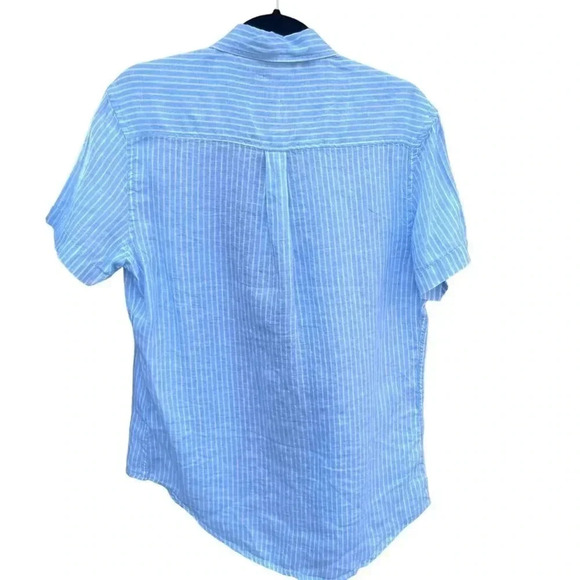 NWT Report Collection Short Sleeve Button Down Shirt Linen Stripe - Picture 7 of 7